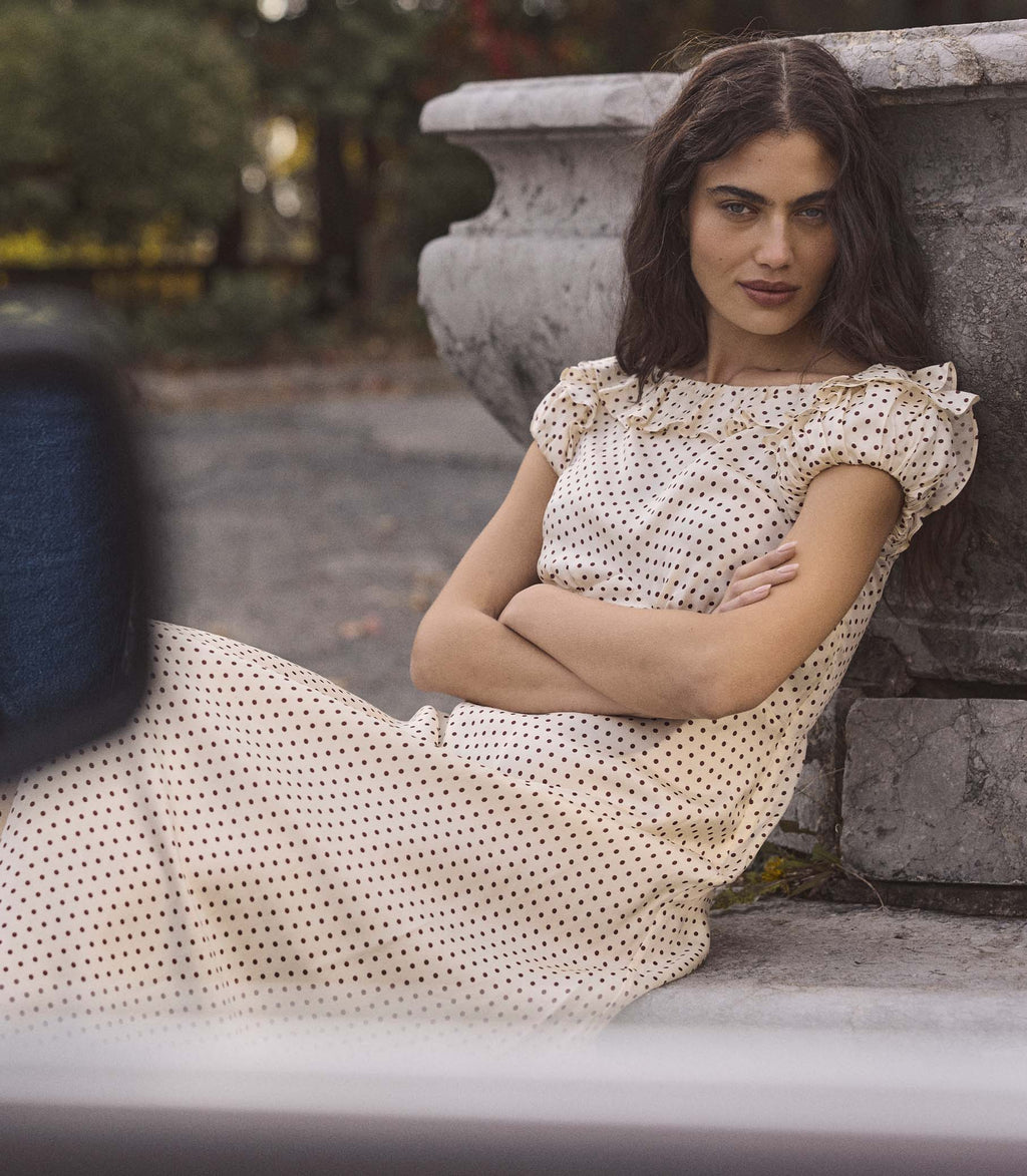Emerence Dress -- Cr&amp;Egrave;me Portia Dot
