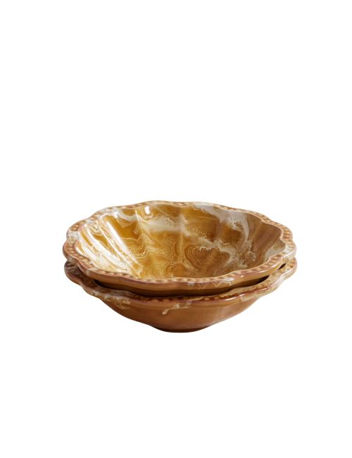 Cabana Set of two small scalloped ceramic bowls