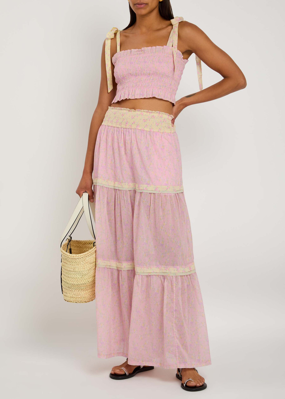 Phia Floral-Print Tiered Cotton Maxi Skirt