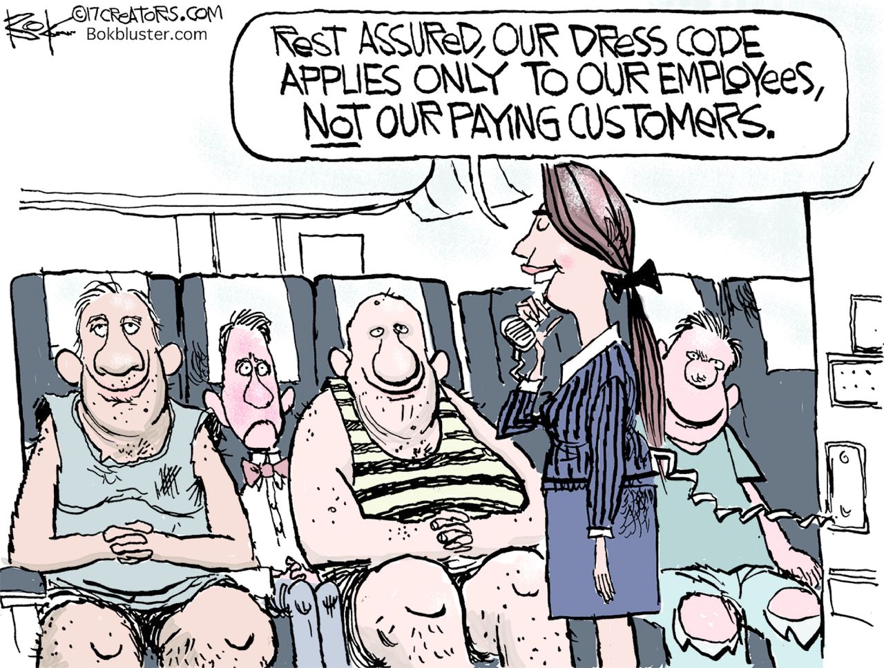 Editorial Cartoon U.S. United Airlines Dress Code Controversy