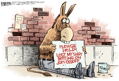 Political cartoon U.S. Democrats Georgia election loss Jon Ossoff