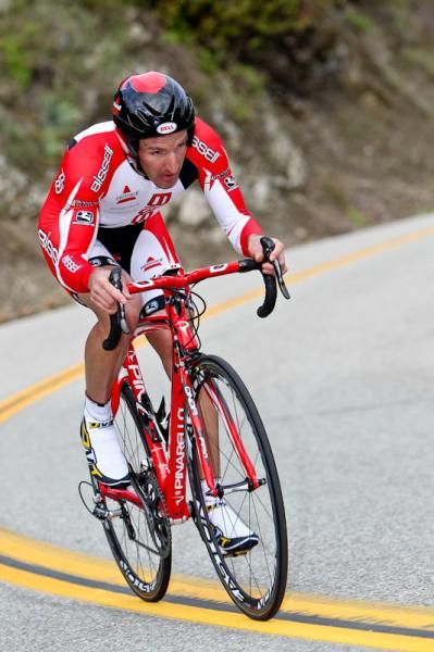Frank Pipp (Bissell) making his way to the top of the climb.
