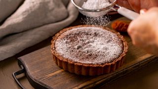 Ginger, treacle, rye and cocoa tart