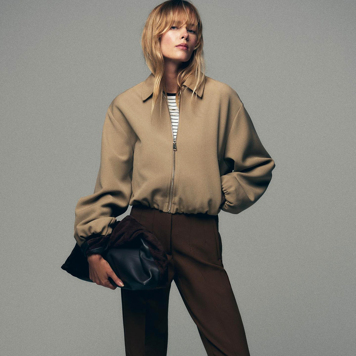 Zara tan bomber jacket