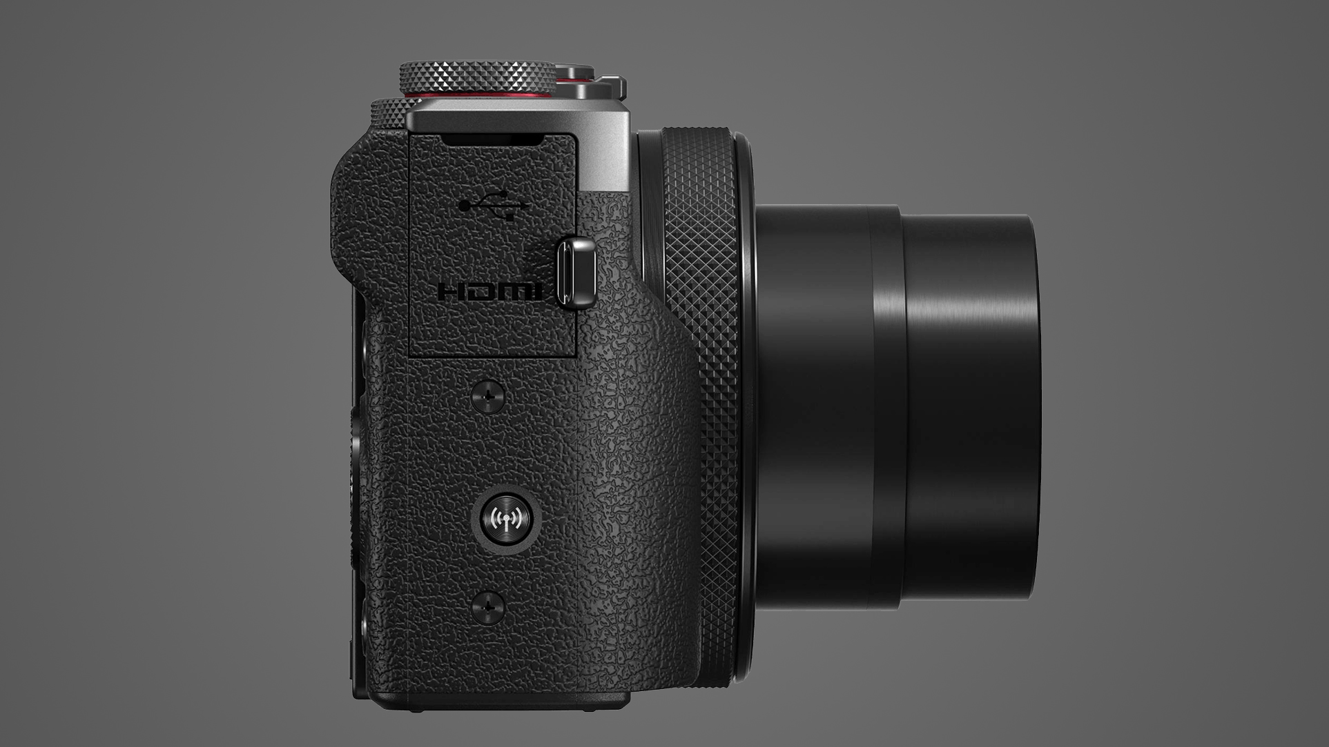 The Canon PowerShot G7 X Mark III special edition in graphite on a dark background