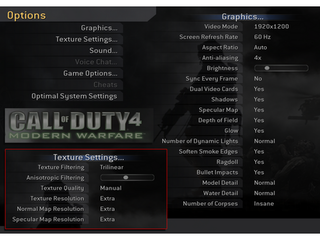 Call of Duty 4 graphics options