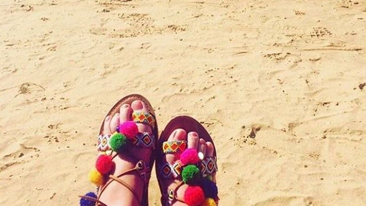 river island pom pom sandals