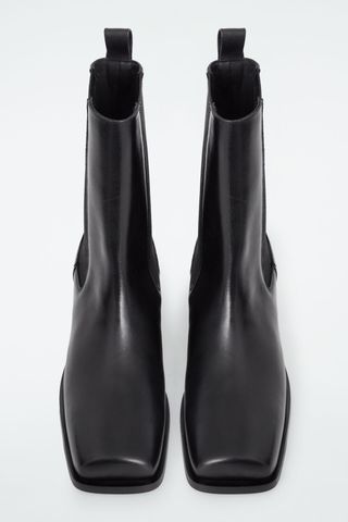 Square-Toe Leather Chelsea Boots