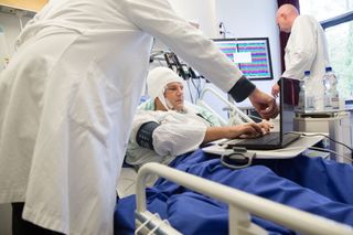 A patient participants in one of the experiment's trials.