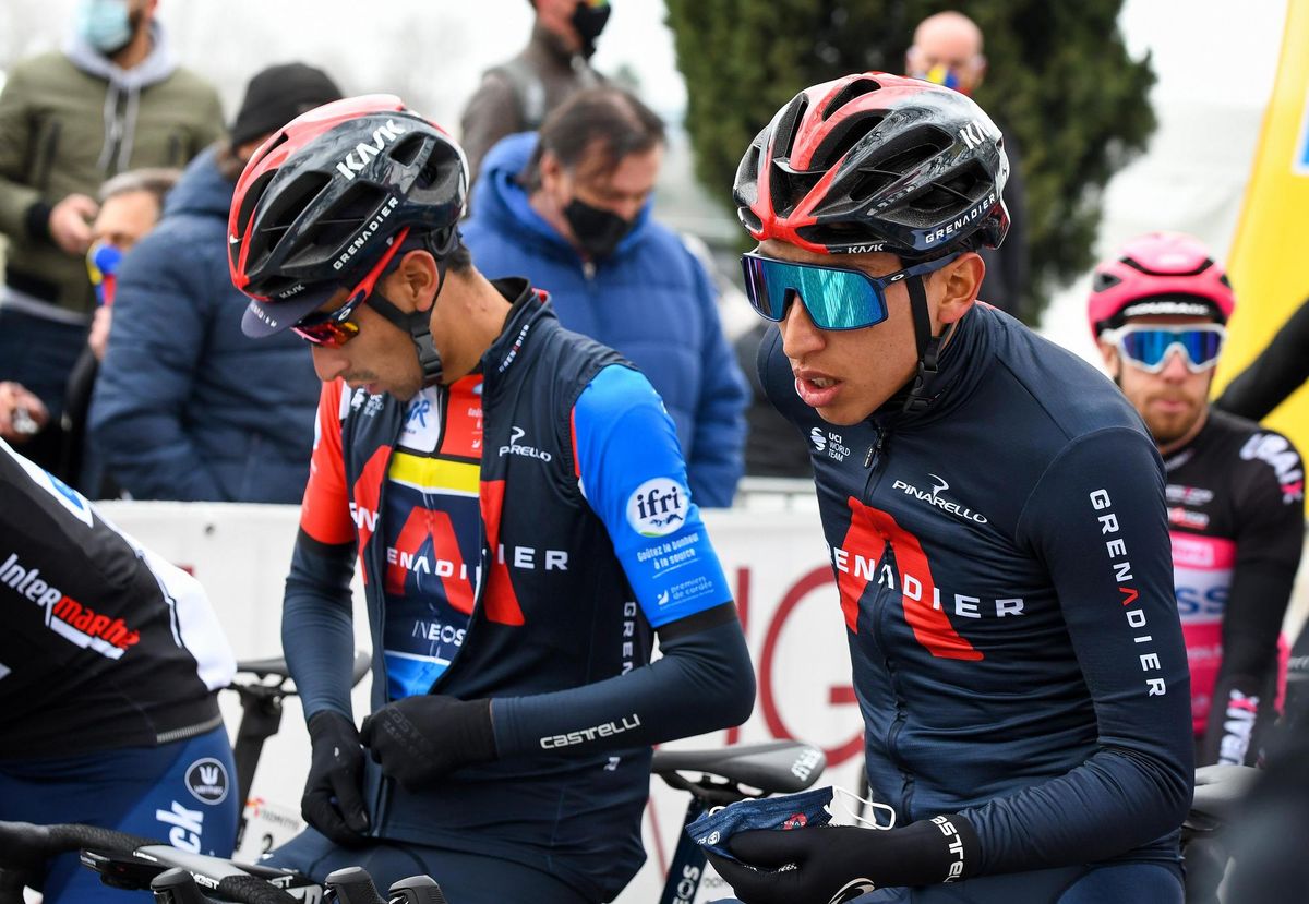 Tour de la Provence 2021 6th Edition 4th stage Avignon SalondeProvence 1632 km 14022021 Ivan Ramiro Sosa COL Ineos Grenadiers Egan Bernal COL Ineos Grenadiers photo William Cannarella CVBettiniPhoto2021