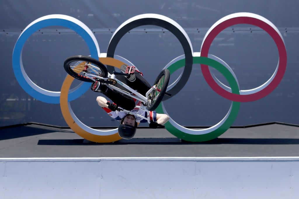 TOKYO JAPAN AUGUST 01 Declan Brooks of Team Great Britain preforms a backflip during the Mens Park Final run 2 of the BMX Freestyle on day nine of the Tokyo 2020 Olympic Games at Ariake Urban Sports Park on August 01 2021 in Tokyo Japan Photo by Jamie SquireGetty Images