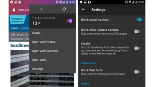 Firefox Focus is designed to be used as your main web browser, with security features that can be disabled when necessary, then reactivated with a quick tap