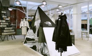 North Face display featuring a tent and coats at Dover street market