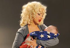 Christina Aguilera with son Max Liron, for Rock the Vote
