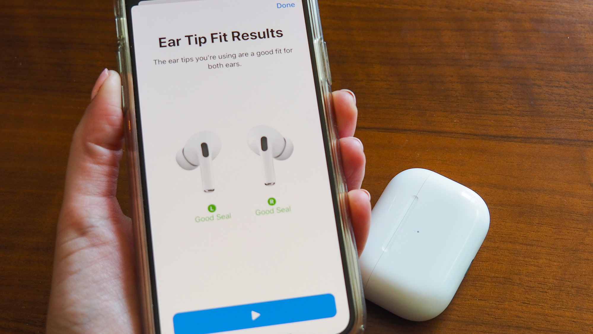 Testing Apple's Ear Tip Fit Test being used on the AirPods Pro
