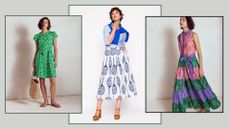 three models wearing boden tennis pieces