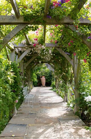 Cottage garden pergola walkway