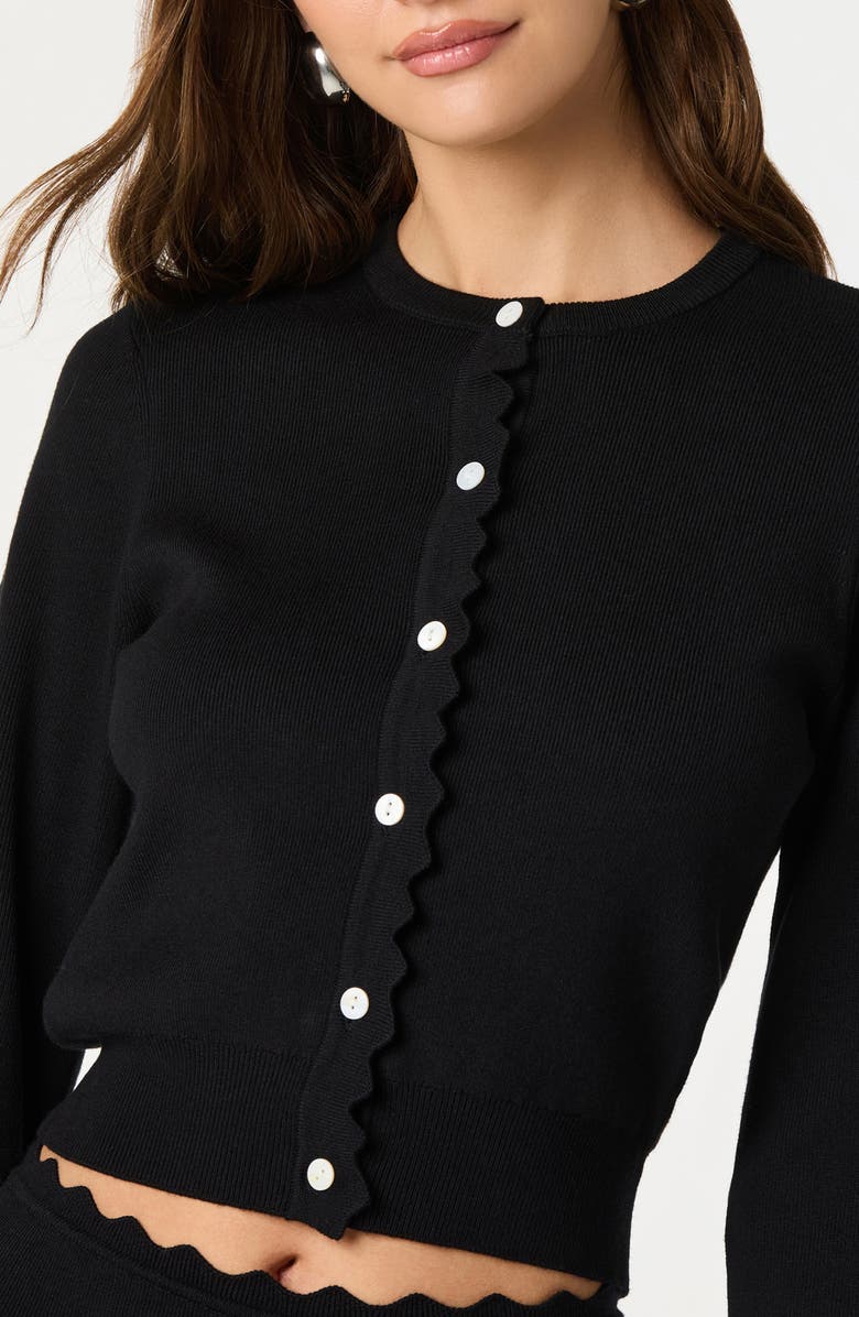 Scalloped Placket Crop Cardigan