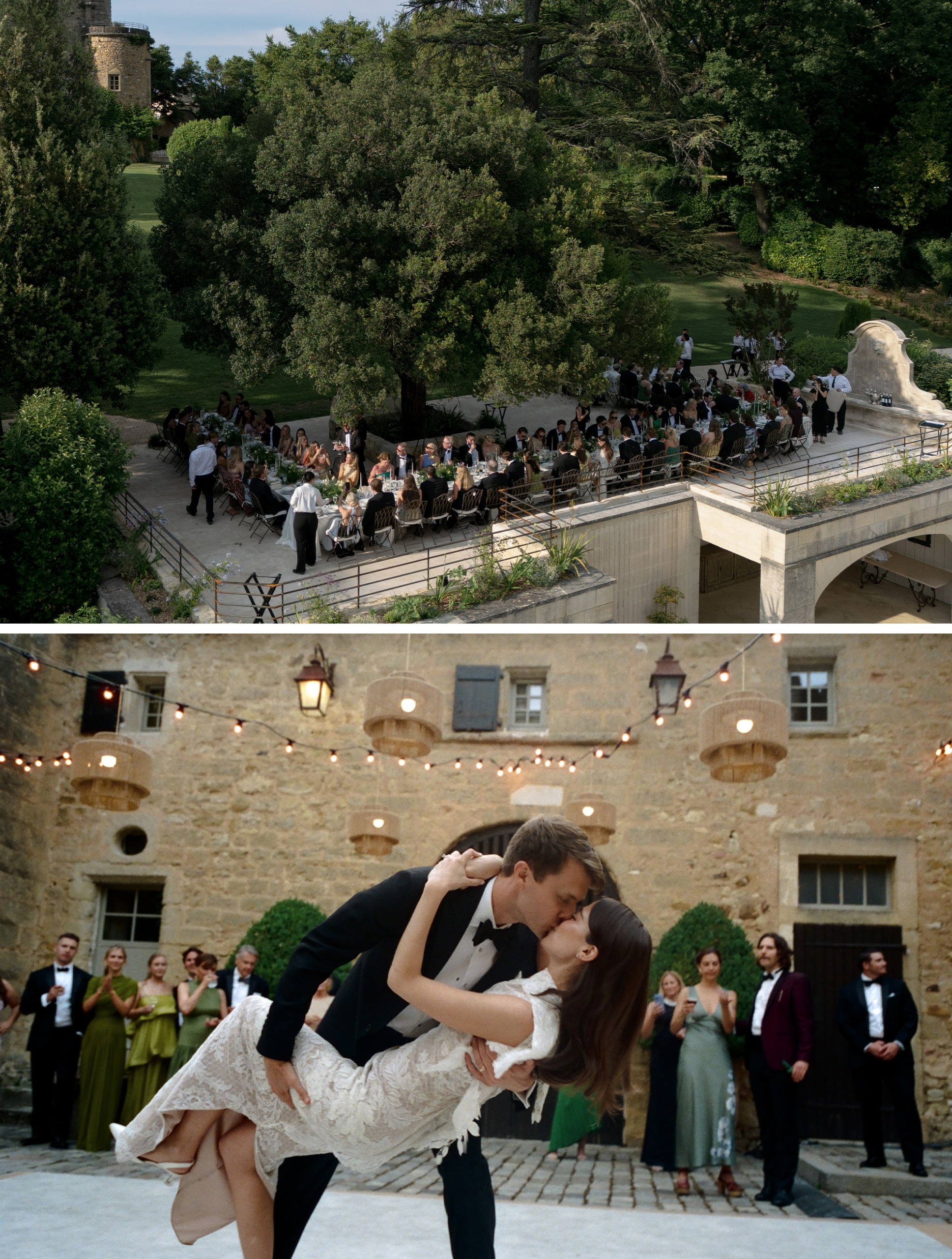 Collage of moments from Abbie and Max's wedding reception.