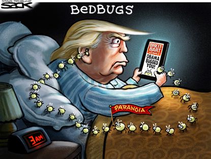 Political Cartoon U.S. Trump Obama wiretap Breitbart Twitter