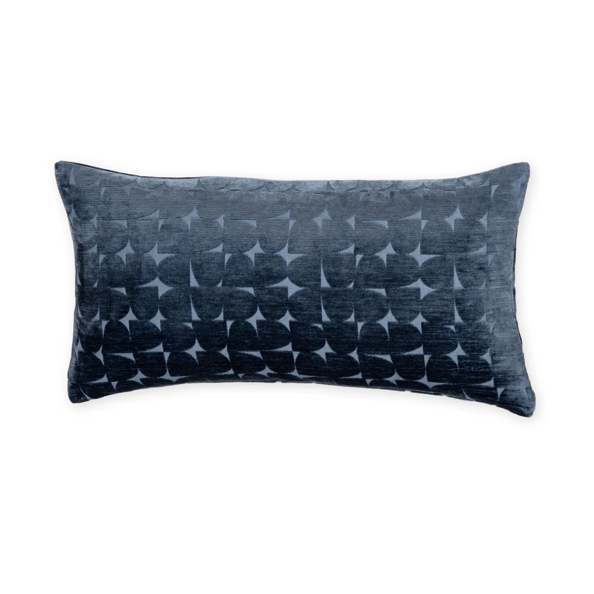 Blue lumbar pillow with geometric print