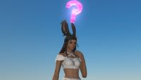 A Viera looking confused in Final Fantasy 14.