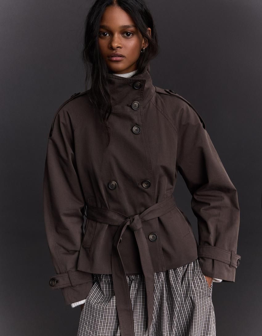 Funnel Neck Trench Jacket
