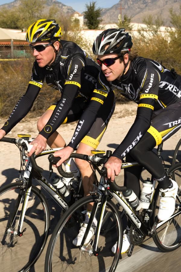 Axel Merckx chats with Alex Dowsett during the Trek-Livestrong team ride.
