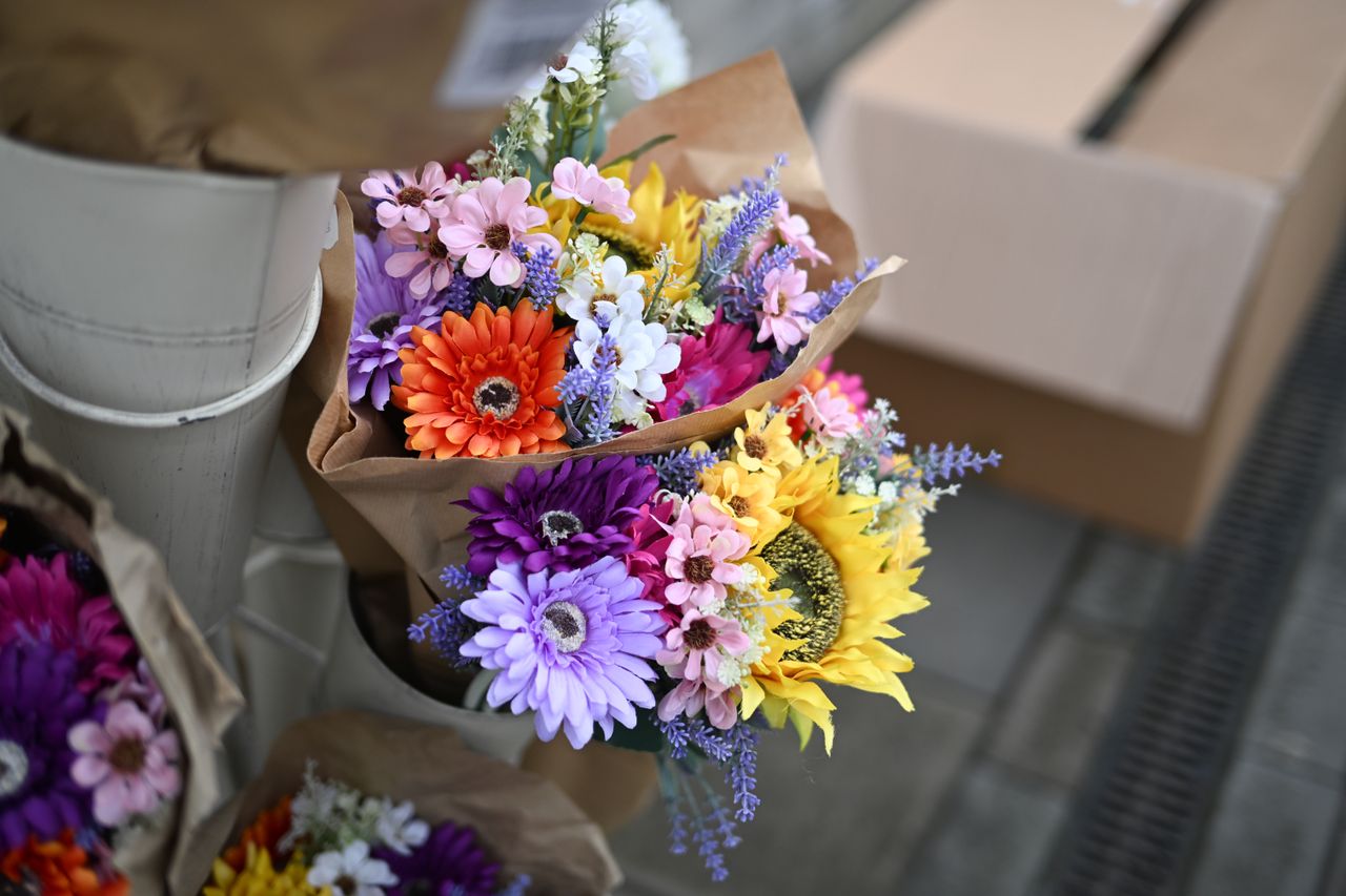 Close up of a bouquet of flowers