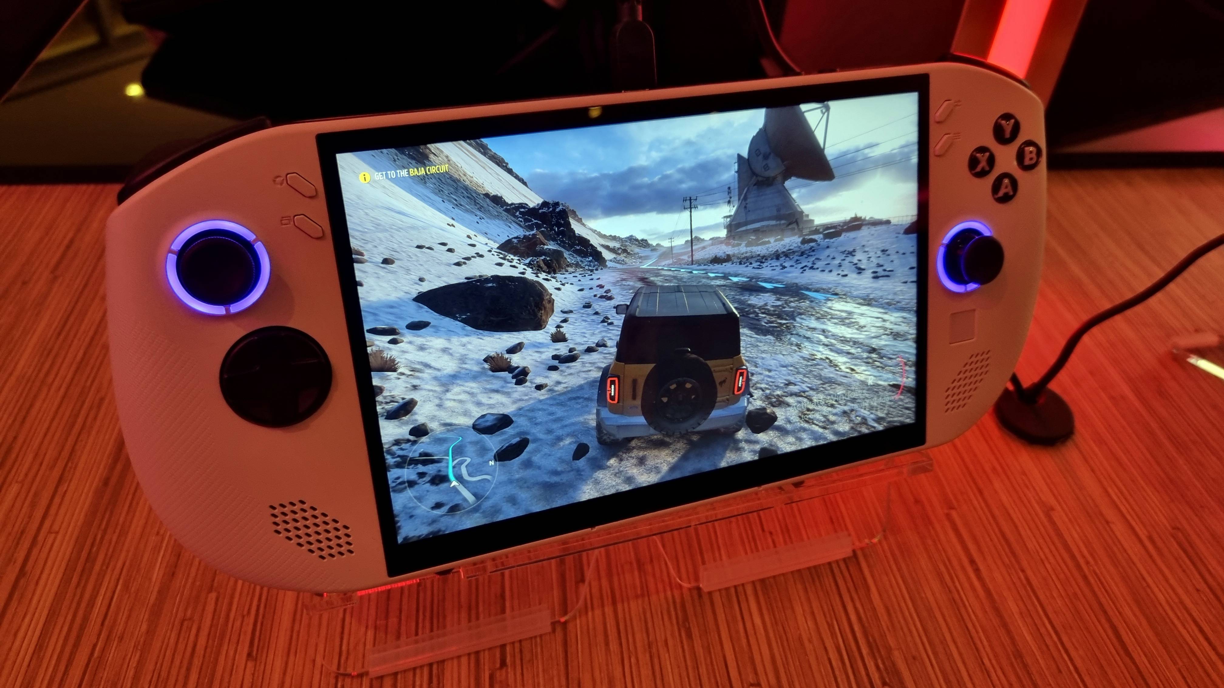 The Lenovo Legion Go S playing Forza Horizon 5 at CES 2025.