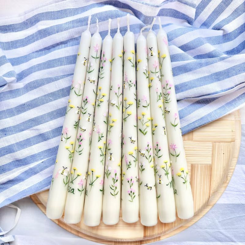 floral taper candles