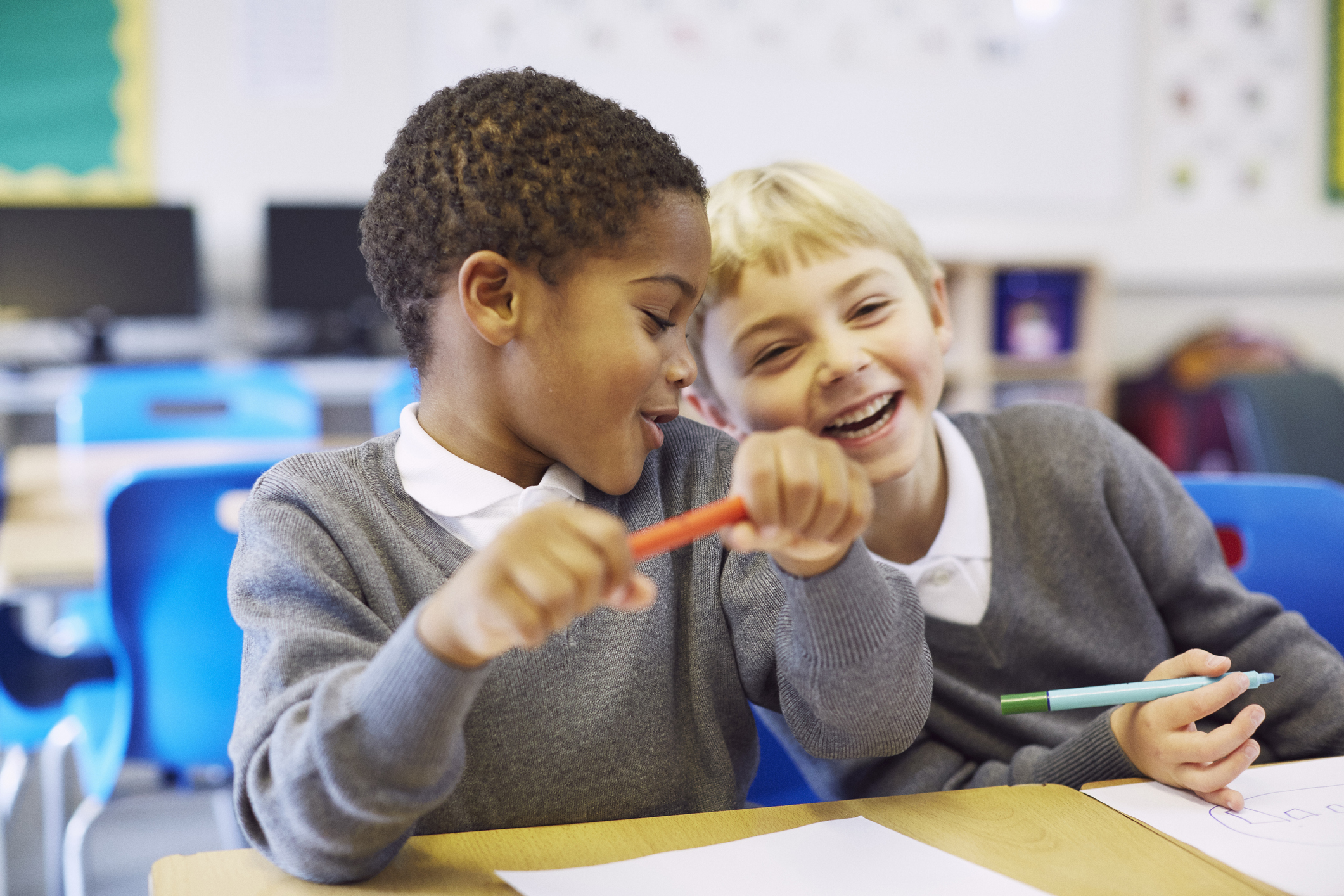 Two boys in primary school in 2022