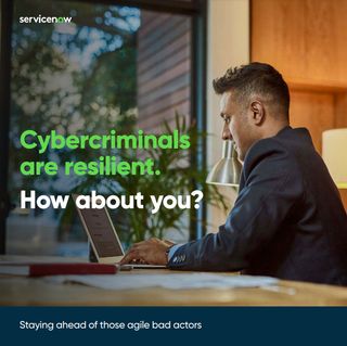 Cyber Criminals are resilient; whitepaper cover with image of man working at a laptop