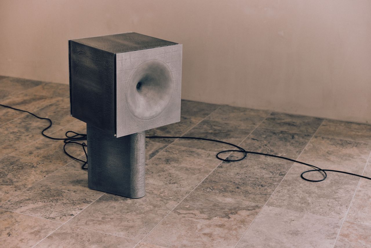 Cast aluminium speaker by Tom Fereday x Pitt &amp; Giblin