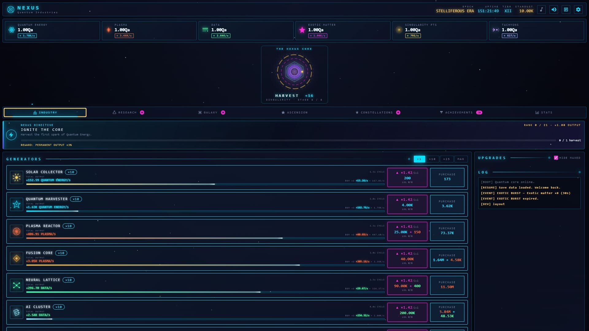 A UI from Nexus: Quantum Industries