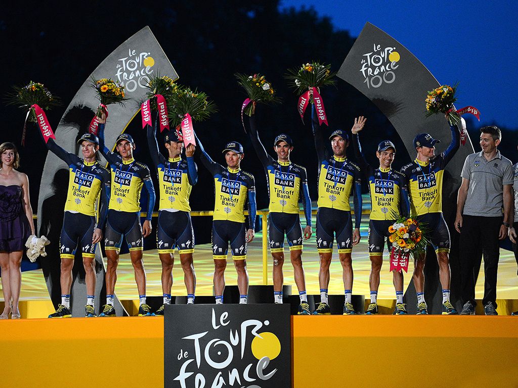 Despite finishing fourth at the race, Contador still made it onto the podium as the best team