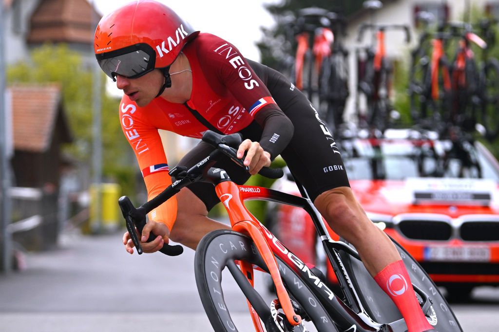 PAYERNE SWITZERLAND APRIL 23 Ethan Hayter of The United Kingdom and Team INEOS Grenadiers sprints during the 77th Tour De Romandie 2024 Prologue a 228km individual time trial stage from Payerne to Payerne UCIWT on April 23 2024 in Payerne Switzerland Photo by Luc ClaessenGetty Images