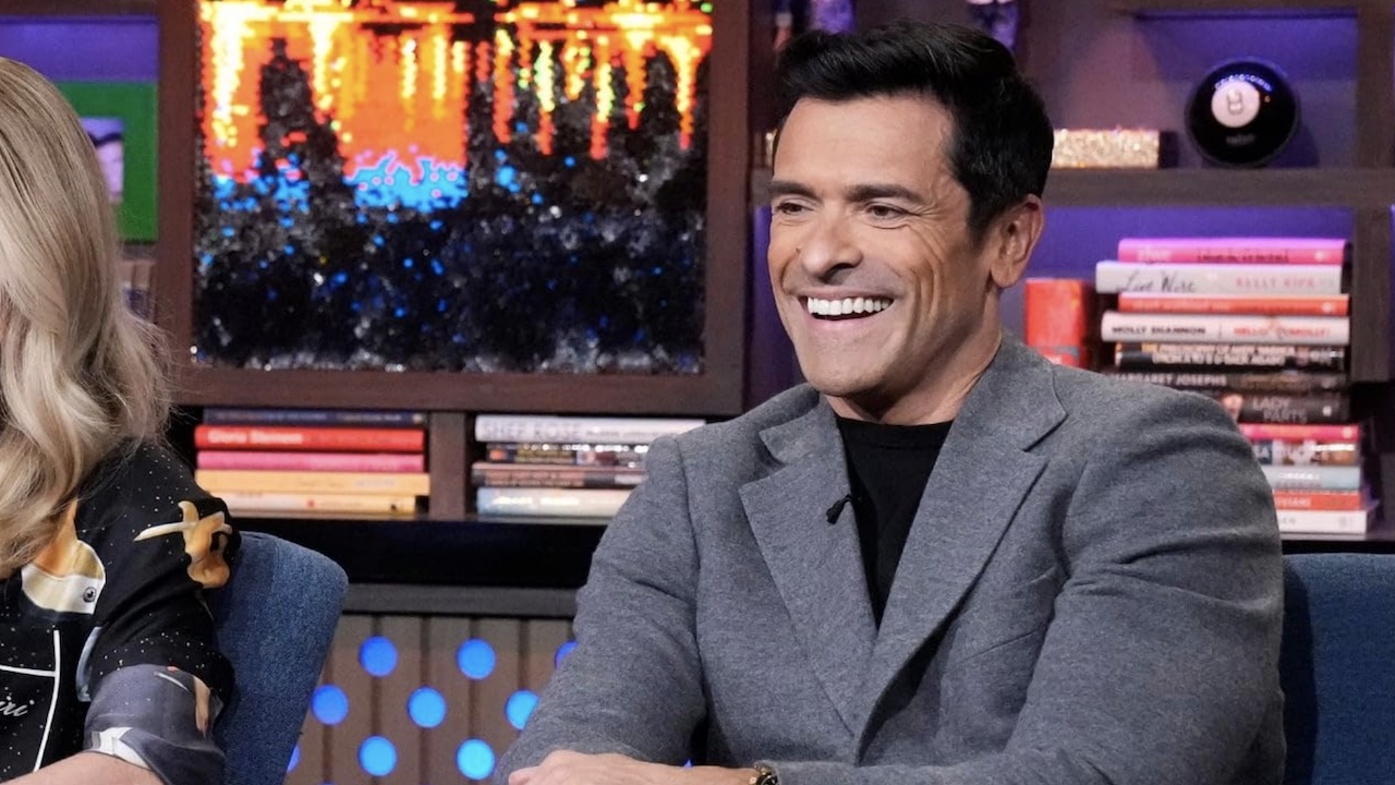 Mark Consuelos smiling on Watch What Happens Live!