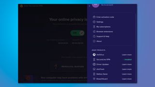 Avast SecureLine PC VPN installed