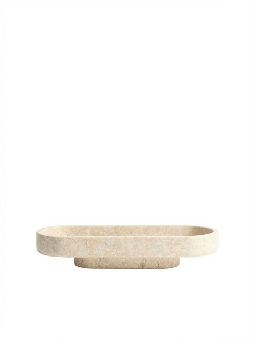 Oval Marble Plate, Light Beige/marbled