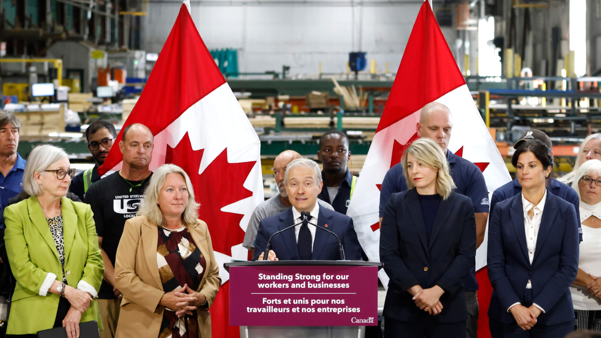 Francois-Philippe Champagne, Canada's finance minister, speaks during a news conference on U.S. tariffs.