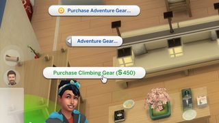 Buying Sims 4 Snowy Escape rock climbing gear