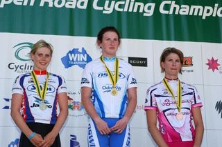Tiffany Cromwell (SA) and Megan Dunn (NSW) and Loren Rowney (QLD) on the under 23 podium