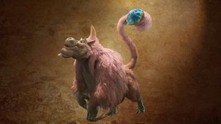 Congalala, a pink-furred, hippo-faced ape monster returning in Monster Hunter Wilds