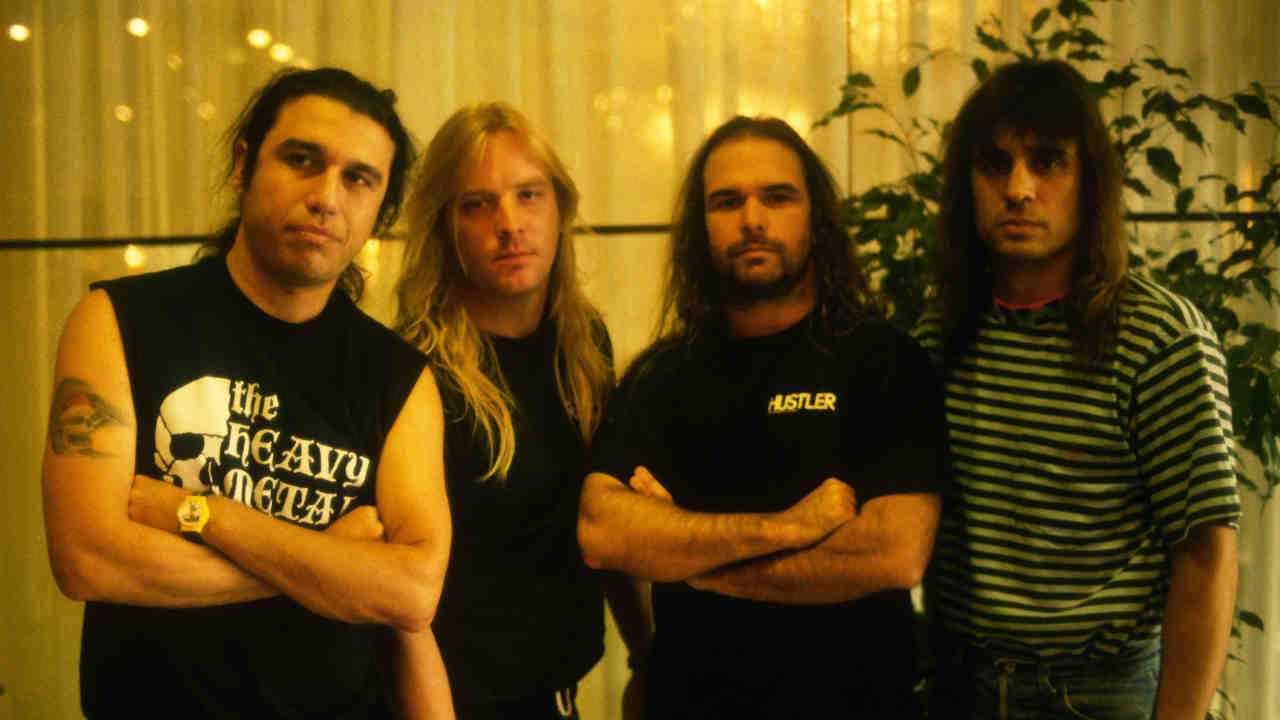 Slayer posing for a photograph in 1991