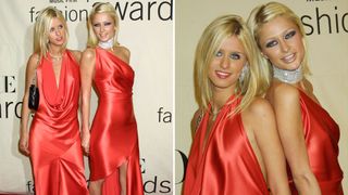 Two photos of Paris and Nicky Hilton