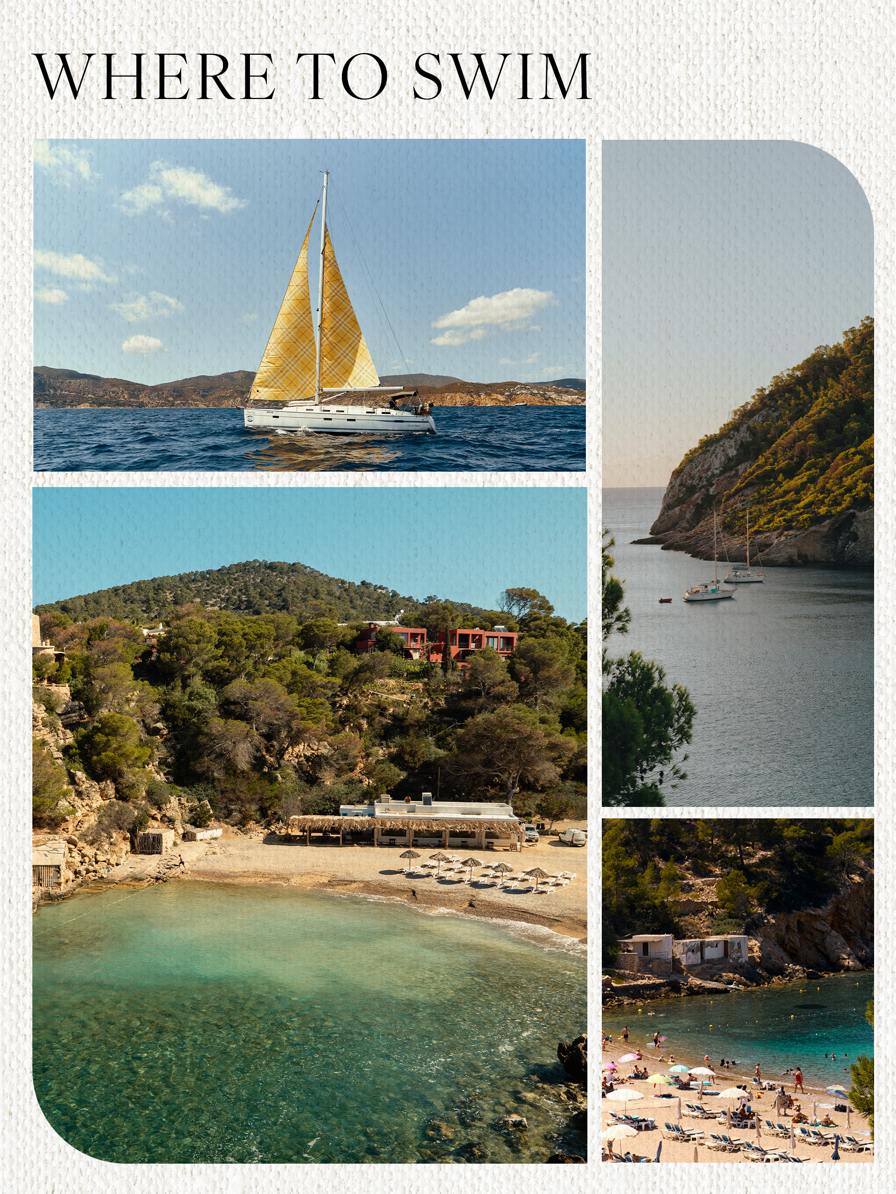 A collage of beached in Ibiza.