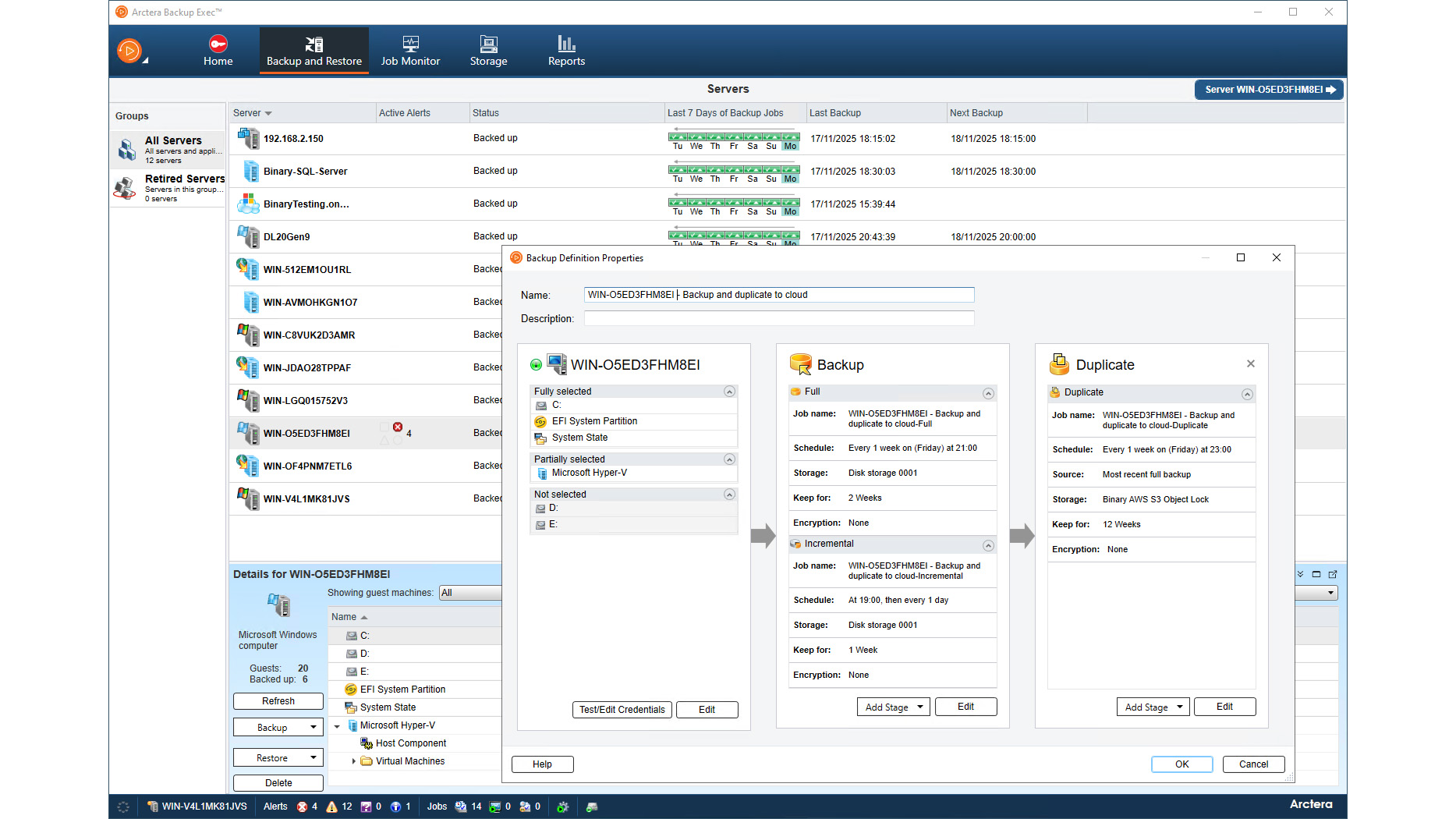 A screenshot of the Arctera Backup Exec 25.1 dashboard