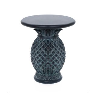 LuxenHome Patina Gray Pineapple Outdoor Side Table