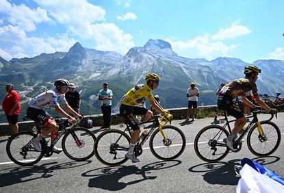 Sepp Kuss, Jonas Vingegaard and Tadej Pogačar on stage 18 of the 2022 Tour de France